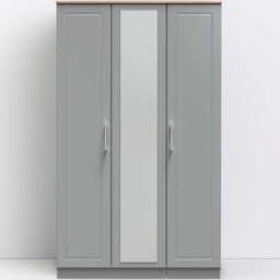 Crowndale Kent 3 Door Dusk Grey and Bardolino Oak Mirror Wardrobe - Wilko - thumbnail 1