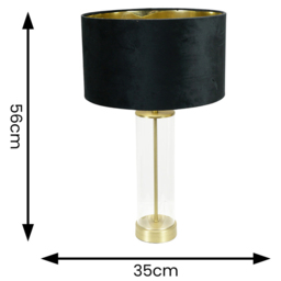 ValueLights Balan Gold Glass LED Table Lamp with Black and Gold Velvet Lamp Shade - Size: 56 x 35 x 35cm - White - Wilko - thumbnail 5