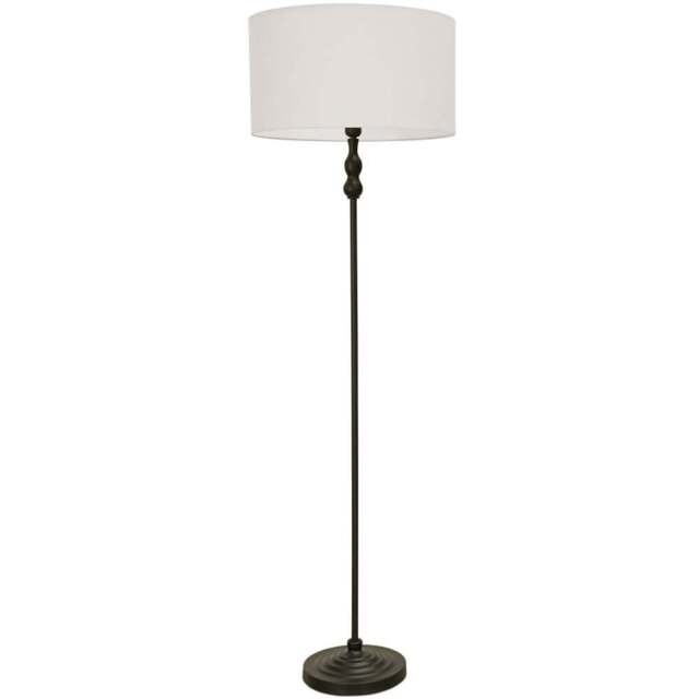 ValueLights Maggie White Fabric Shade Black Metal Candlestick Floor Lamp - Size: 151 x 45 x 45cm - Wilko - image 1