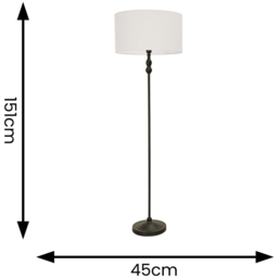 ValueLights Maggie White Fabric Shade Black Metal Candlestick Floor Lamp - Size: 151 x 45 x 45cm - Wilko - thumbnail 5