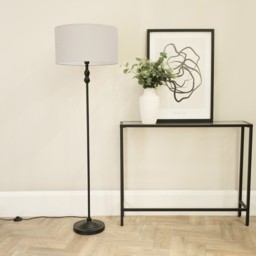 ValueLights Maggie White Fabric Shade Black Metal Candlestick Floor Lamp - Size: 151 x 45 x 45cm - Wilko - thumbnail 4