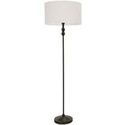 ValueLights Maggie White Fabric Shade Black Metal Candlestick Floor Lamp - Size: 151 x 45 x 45cm - Wilko - thumbnail 1