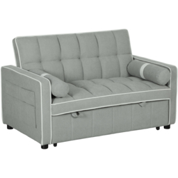 HOMCOM 2 Seater Light Grey Pull Out Sofa Bed - Wilko - thumbnail 3