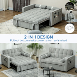 HOMCOM 2 Seater Light Grey Pull Out Sofa Bed - Wilko - thumbnail 6