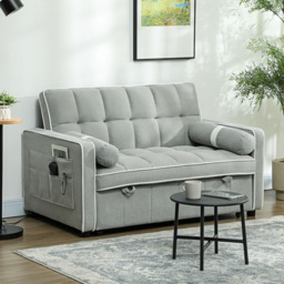 HOMCOM 2 Seater Light Grey Pull Out Sofa Bed - Wilko - thumbnail 5