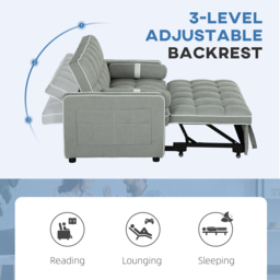 HOMCOM 2 Seater Light Grey Pull Out Sofa Bed - Wilko - thumbnail 7