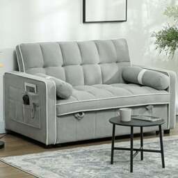 HOMCOM 2 Seater Light Grey Pull Out Sofa Bed - Wilko - thumbnail 1