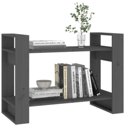 vidaXL 2 Shelf Grey Solid Pine Wood Bookcase - Size: 56.5 x 80 x 35cm - Wilko - thumbnail 5