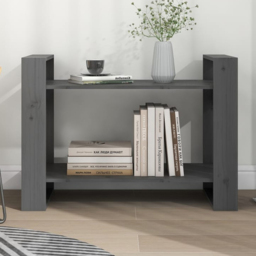 vidaXL 2 Shelf Grey Solid Pine Wood Bookcase - Size: 56.5 x 80 x 35cm - Wilko