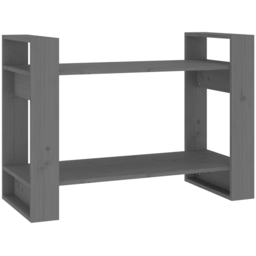 vidaXL 2 Shelf Grey Solid Pine Wood Bookcase - Size: 56.5 x 80 x 35cm - Wilko - thumbnail 3