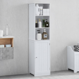 Bath Vida Priano White Single Door 3 Shelf Tall Floor Cabinet - Size: 160 x 40 x 38cm - Wilko - thumbnail 1