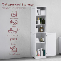 Bath Vida Priano White Single Door 3 Shelf Tall Floor Cabinet - Size: 160 x 40 x 38cm - Wilko - thumbnail 6