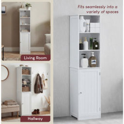 Bath Vida Priano White Single Door 3 Shelf Tall Floor Cabinet - Size: 160 x 40 x 38cm - Wilko - thumbnail 5