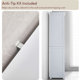 Bath Vida Priano White Single Door 3 Shelf Tall Floor Cabinet - Size: 160 x 40 x 38cm - Wilko - thumbnail 7