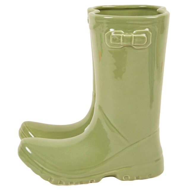 Wellington Boot Vase Ornament 22cm - Green - Size: 21 x 22.7 x 15 cm - Wilko - image 1