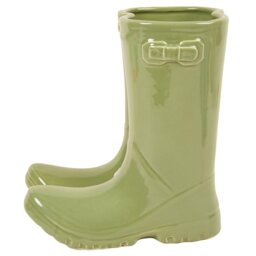 Wellington Boot Vase Ornament 22cm - Green - Size: 21 x 22.7 x 15 cm - Wilko - thumbnail 1