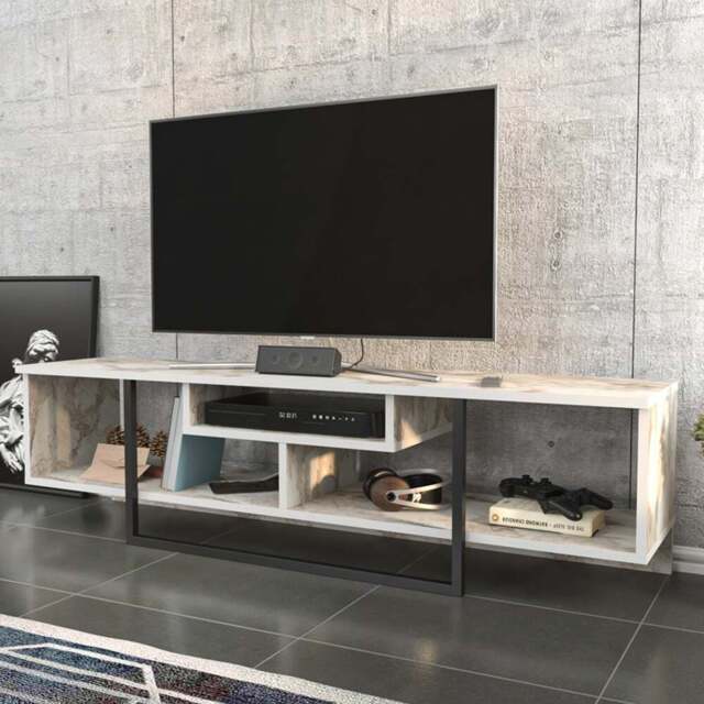 Decorotika Asal 3 Shelf Ephesus And Black Modern TV Unit - Size: 40 x 149.4 x 35.2cm - Multi - Wilko - image 1
