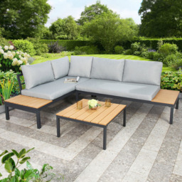 Home Garden Direct Rhea 4 Seater Corner Sofa with Coffee Table Grey - Wilko