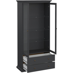 Florence Paris 2 Door 2 Drawer Matt Grey China Cabinet - Size: 41 x 96 x 200cm - Wilko - thumbnail 6