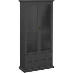 Florence Paris 2 Door 2 Drawer Matt Grey China Cabinet - Size: 41 x 96 x 200cm - Wilko - thumbnail 3