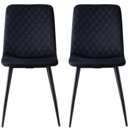 Lexi Set of 2 Black Velvet Fabric Dining Chairs - MCC - Wilko - thumbnail 4
