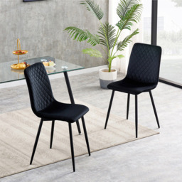 Lexi Set of 2 Black Velvet Fabric Dining Chairs - MCC - Wilko - thumbnail 6