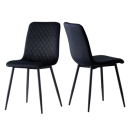 Lexi Set of 2 Black Velvet Fabric Dining Chairs - MCC - Wilko - thumbnail 3