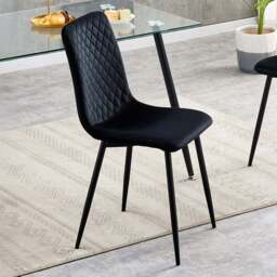 Lexi Set of 2 Black Velvet Fabric Dining Chairs - MCC - Wilko