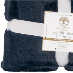 Divante Navy Rabbit Faux Fur Throw 127 x 152cm - Wilko - thumbnail 6