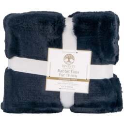Divante Navy Rabbit Faux Fur Throw 127 x 152cm - Wilko