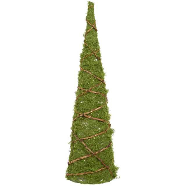 Mossy Glitter Cone Standing Decoration - Green - Amber Charm - Wilko