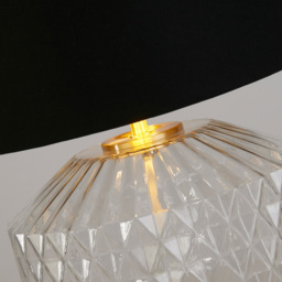 Lighting Collection Clear Glass Black Fabric Shade Table Lamp - Size: 39.5 x 26 x 26cm - Wilko - thumbnail 5