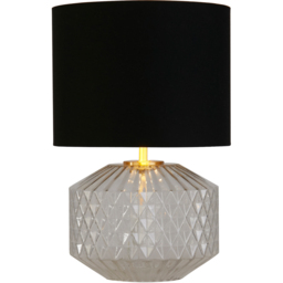 Lighting Collection Clear Glass Black Fabric Shade Table Lamp - Size: 39.5 x 26 x 26cm - Wilko - thumbnail 4