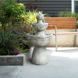 Teamson Home Outdoor Garden Zen 3-Tier Waterfall Fountain - Size: 92.7 x 52.0 x 52.0cm - Grey - Wilko - thumbnail 3