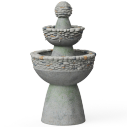 Teamson Home Outdoor Garden Zen 3-Tier Waterfall Fountain - Size: 92.7 x 52.0 x 52.0cm - Grey - Wilko - thumbnail 4