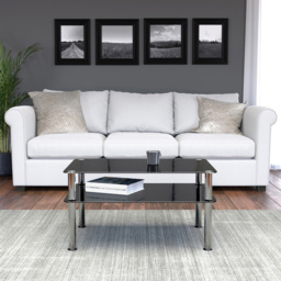 AVF Classic Black and Chrome Glass Coffee Table - Size: 60 x 80 x 41.55cm - Multi - Wilko - thumbnail 5