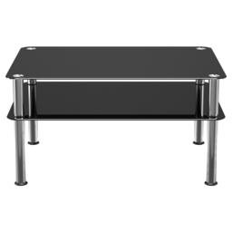 AVF Classic Black and Chrome Glass Coffee Table - Size: 60 x 80 x 41.55cm - Multi - Wilko - thumbnail 4