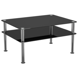 AVF Classic Black and Chrome Glass Coffee Table - Size: 60 x 80 x 41.55cm - Multi - Wilko - thumbnail 3