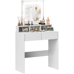 Portland 2 Drawer 2 Shelf White Dressing Table with LED Light Mirror - Size: 135 x 38 x 75cm - Wilko - thumbnail 3