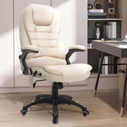 Portland Cream Faux Leather Swivel Office Chair - Size: 68 x 74 x 121cm - Wilko - thumbnail 1