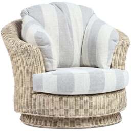 Desser Furniture Dijon Natural Rattan Athena Stripe Tub Swivel Chair - Size: Single - Cream - Wilko - thumbnail 3