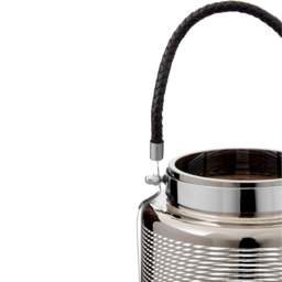 Premier Housewares Raya Nickel Stripe Small Lantern - Size: 15 x 15 x 22cm - Clear - Wilko - thumbnail 5