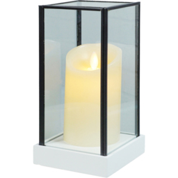 Xmas Haus Hurricane Medium Glass Candle Holder with LED Candle - Size: 210 x 110 x 110cm - Black - Wilko