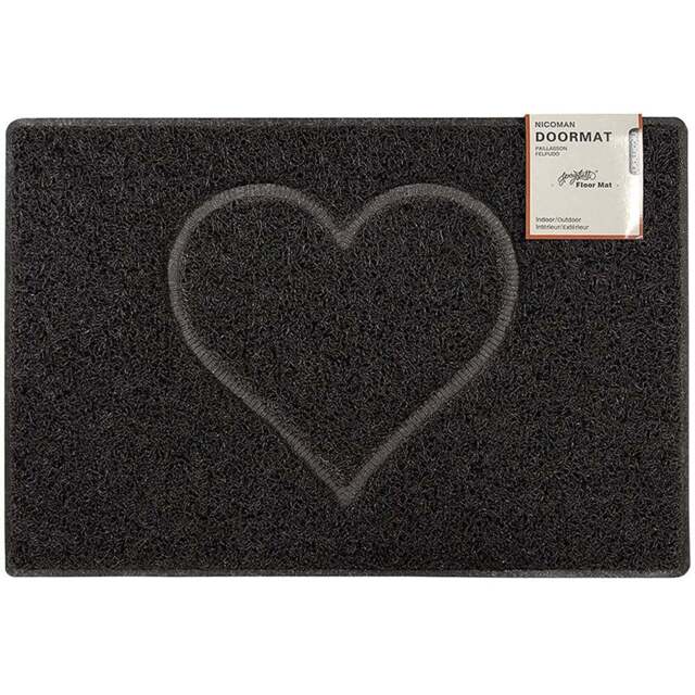 Oseasons Black Heart Embossed Doormat 60 x 40cm - Wilko - image 1
