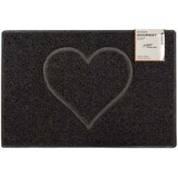 Oseasons Black Heart Embossed Doormat 60 x 40cm - Wilko - thumbnail 1