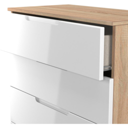 Crowndale Milan 4 Drawer White Gloss and Bardolino Oak Chest of Drawers Ready Assembled - White Gloss & Bardolino Oak - Wilko - thumbnail 6