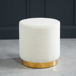 Lara White Ted Fabric Small Pouffe - Size: 43 x 41 x 41cm - LPD Home - Wilko - thumbnail 4