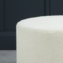 Lara White Ted Fabric Small Pouffe - Size: 43 x 41 x 41cm - LPD Home - Wilko - thumbnail 3