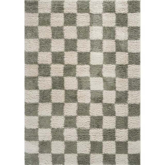 Desire Rugs Chester Sage Shaggy Checkered Rug 160 x 230cm - Size: 230 x 160 x 3cm - Green - Wilko - image 1