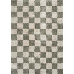 Desire Rugs Chester Sage Shaggy Checkered Rug 160 x 230cm - Size: 230 x 160 x 3cm - Green - Wilko - thumbnail 1